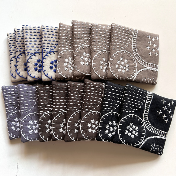 再販⭐︎ブラウン×白⭐︎北欧風刺繍コースター⭐︎刺し子 2枚目の画像