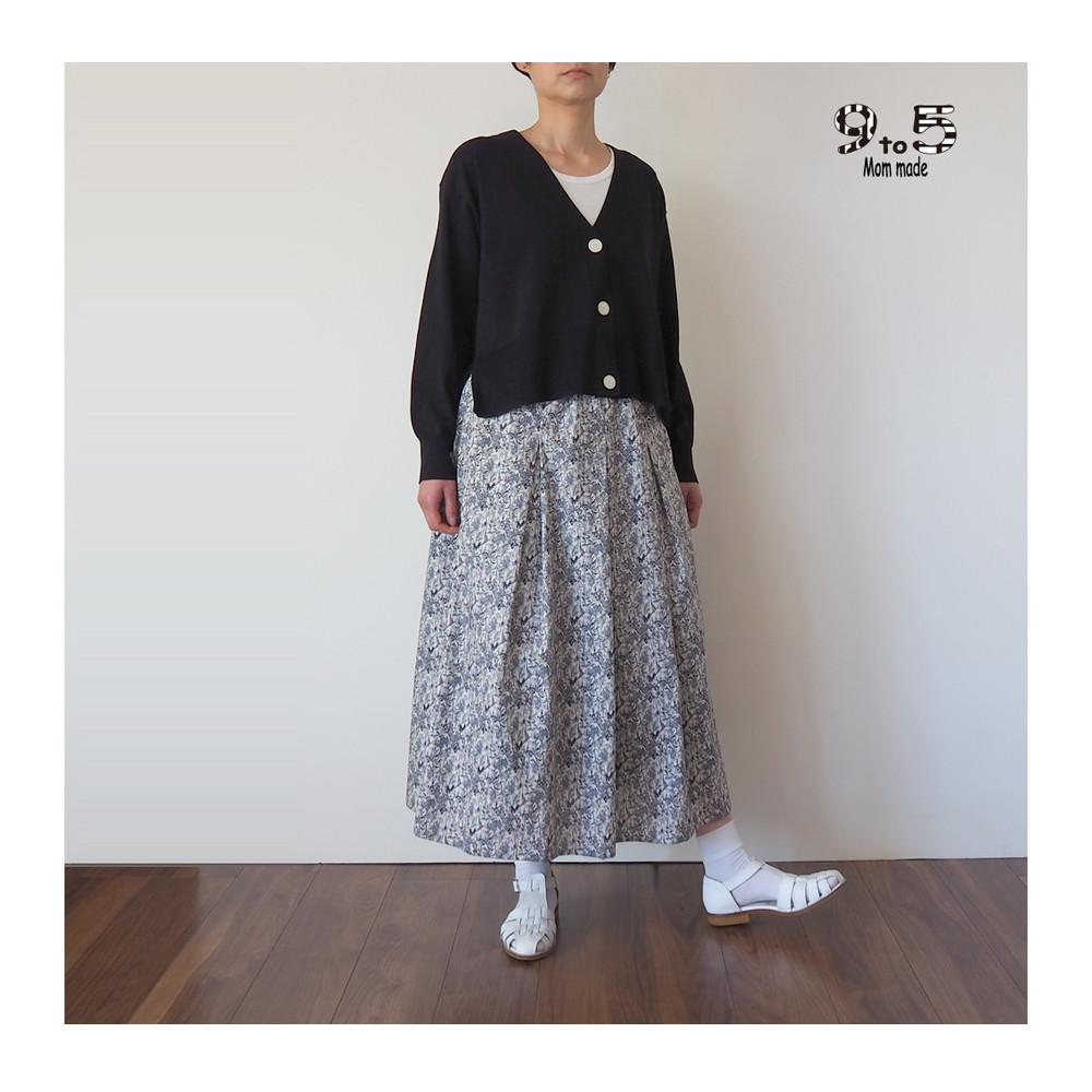 花柄　ギャザースカート（グレー）