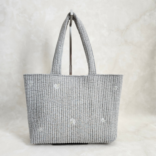 かすみ草刺繍 A4 ヌビバッグ ♡ パール イニシャル 丸洗い バイ