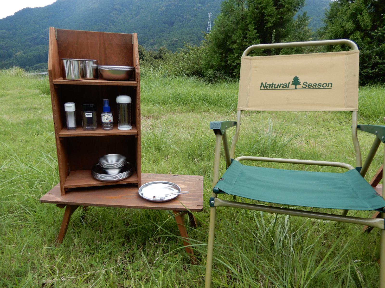 アウトドア　キャンプ用折りたたみオープンラック