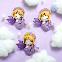 デコパーツ アクリル エンジェル 女の子 同タイプ3個 天使 ハンドメイド 貼り付け ヘアアクセサリー pt-2737 7枚目の画像
