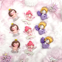 デコパーツ アクリル エンジェル 女の子 同タイプ3個 天使 ハンドメイド 貼り付け ヘアアクセサリー pt-2737 1枚目の画像