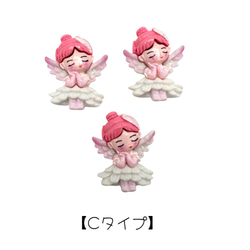デコパーツ アクリル エンジェル 女の子 同タイプ3個 天使 ハンドメイド 貼り付け ヘアアクセサリー pt-2737 5枚目の画像