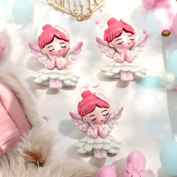 デコパーツ アクリル エンジェル 女の子 同タイプ3個 天使 ハンドメイド 貼り付け ヘアアクセサリー pt-2737 8枚目の画像