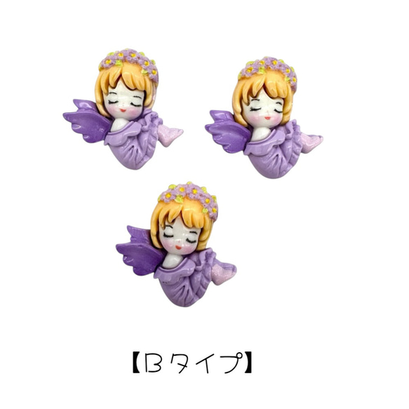 デコパーツ アクリル エンジェル 女の子 同タイプ3個 天使 ハンドメイド 貼り付け ヘアアクセサリー pt-2737 4枚目の画像