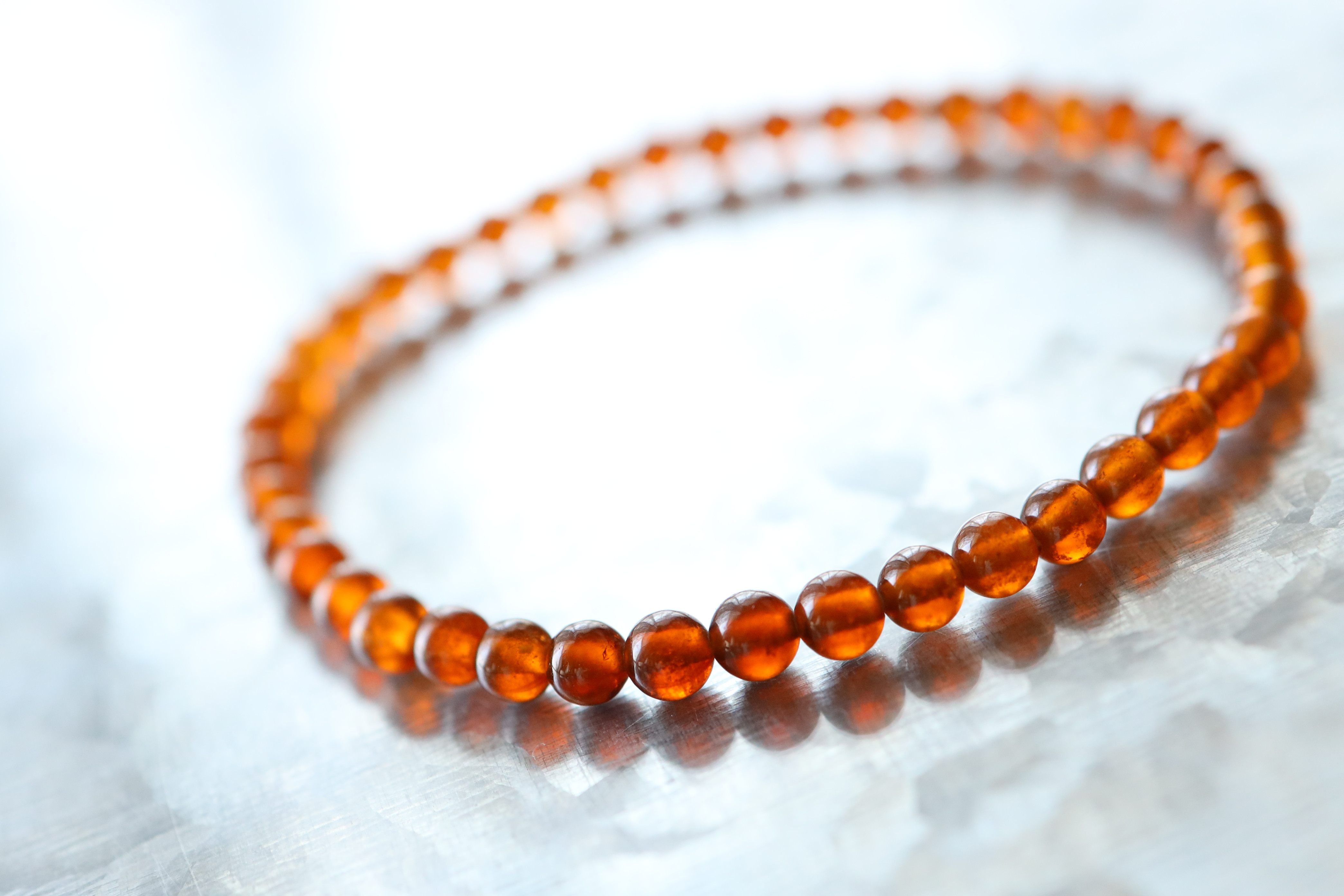 …☆プレミアムブレス☆…☆ヘソナイト（オレンジ）ガーネット：4ミリ☆…☆天然石ブレスレット☆…