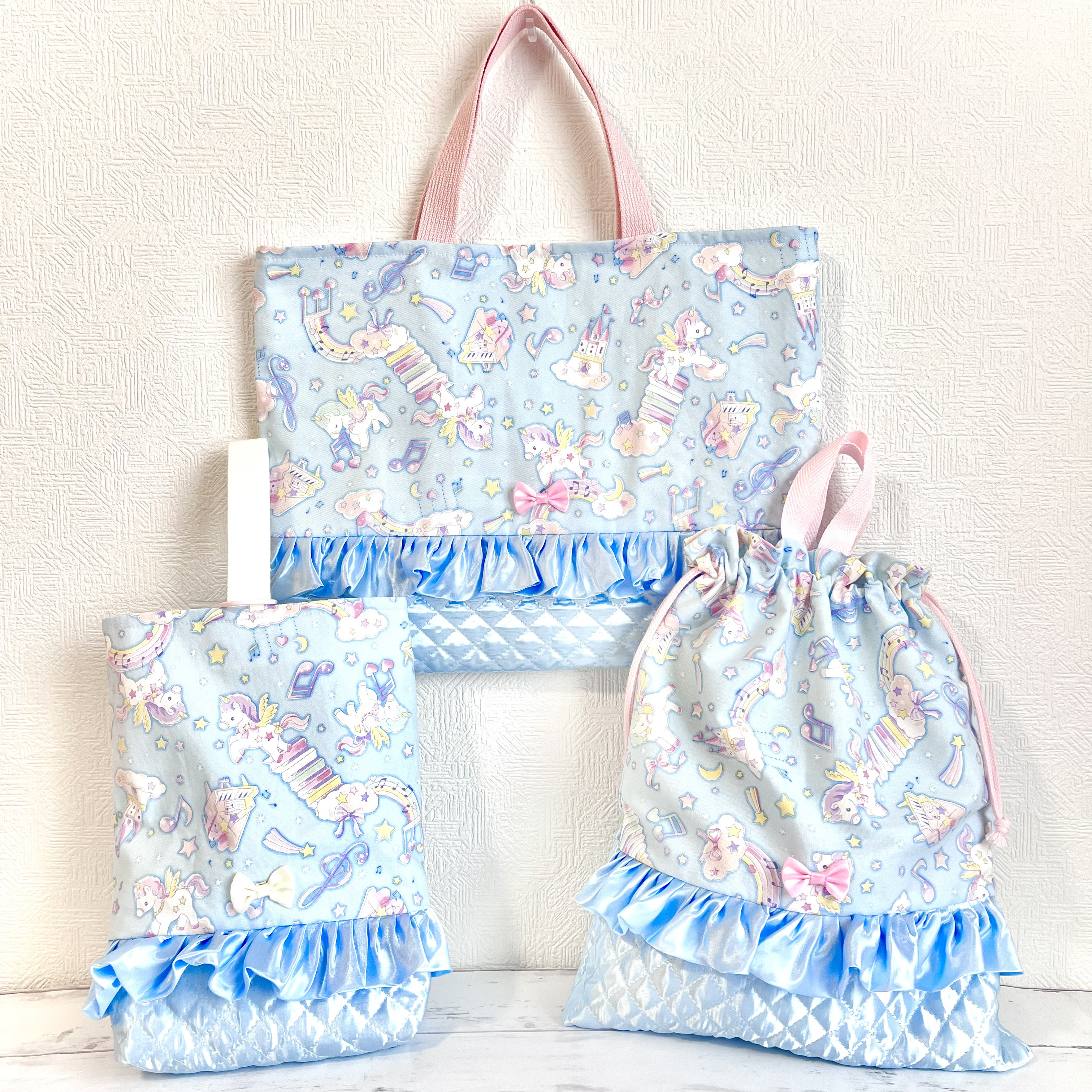 入園入学グッズ　3点セット　ユニコーン✖️ゆめかわブルー 4,455円