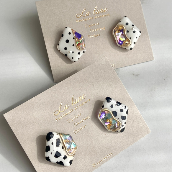 ドット/ダルメシアン 揺れない 大きめ ペンタゴン ホワイト