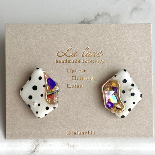 ドット/ダルメシアン 揺れない 大きめ ペンタゴン ホワイト