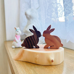 うさぎ 木製 置物 1匹 バラ売り オブジェ インテリア 天然 ナチュラル