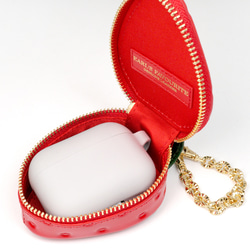 ヘタ付きいちごなチャームポーチ（イヤホンケース・小物入れ）／本革製 8枚目の画像