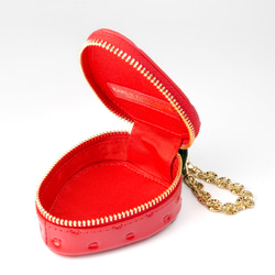 ヘタ付きいちごなチャームポーチ（イヤホンケース・小物入れ）／本革製 7枚目の画像