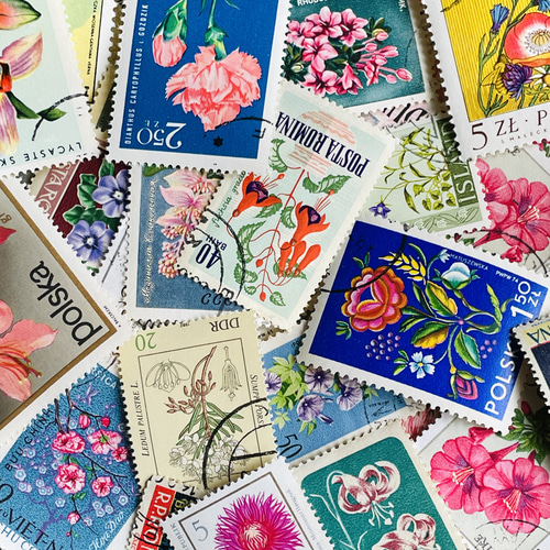 国内外の古い切手　約120枚 世界の切手~数字と文字~40枚☆使用済み切手・海外切手【mc