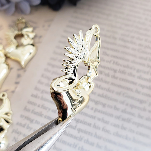 2個 天使と悪魔 エンジェル デビル 羽 翼 ハート ハロウィン ゴシック