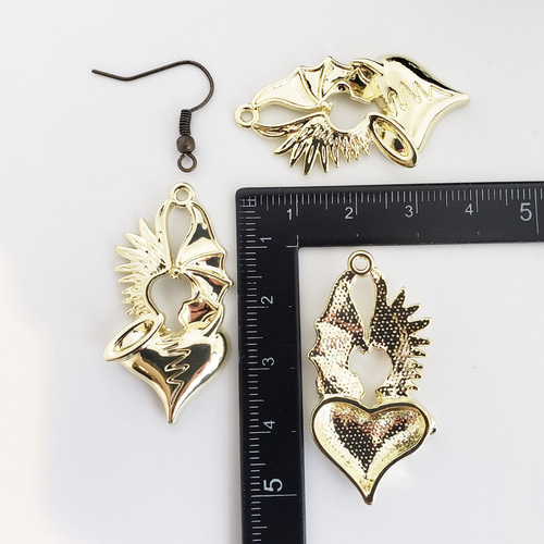 2個 天使と悪魔 エンジェル デビル 羽 翼 ハート ハロウィン ゴシック