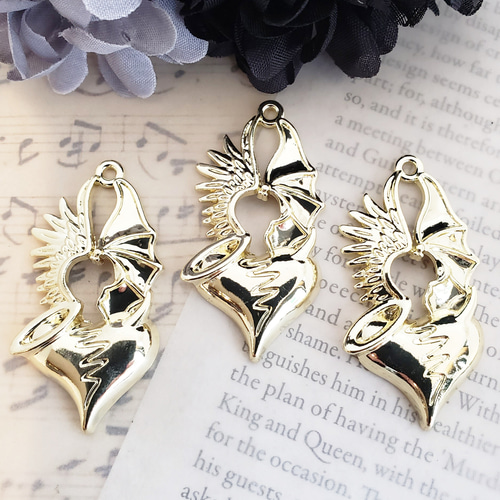 2個 天使と悪魔 エンジェル デビル 羽 翼 ハート ハロウィン ゴシック