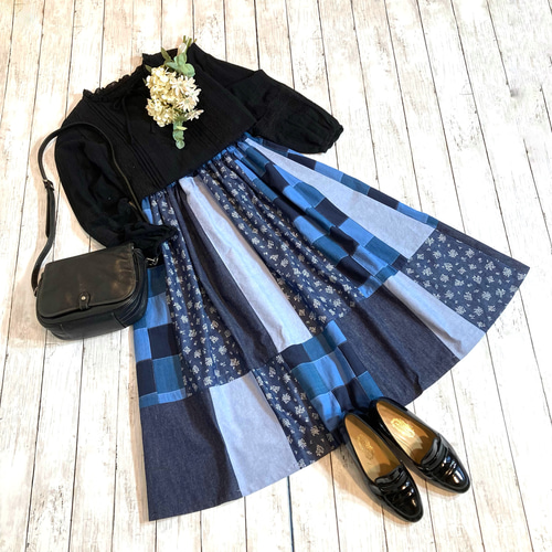 受注製作♡デニム系パッチワークスカートII by彩苺[M2514] フレア