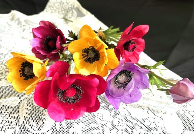 染め花リクエスト品　ポピー　スィトピー　アネモネ　3種類　ハンドメイド布花 染め花リクエスト品　ポピー　スィトピー　アネモネ　3種類　ハンドメイド布花