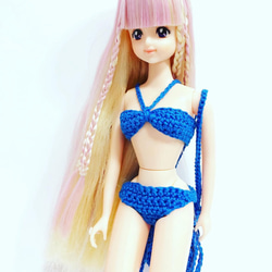 ビキニ 水着 #リカちゃん・ジェニーちゃんサイズ(ブルー） 人形服