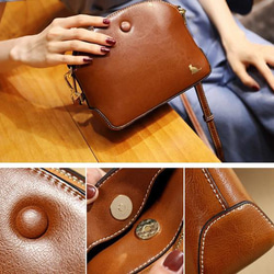 本革 ショルダー レディースバッグ 斜めがけショルダー付き ボディバッグ 長財布が入る　猫ログ選べる！ 9枚目の画像