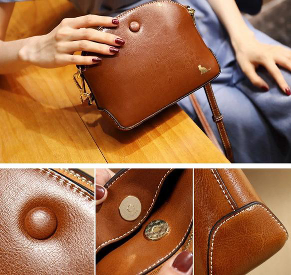 本革 ショルダー レディースバッグ 斜めがけショルダー付き ボディバッグ 長財布が入る　猫ログ選べる！ 9枚目の画像