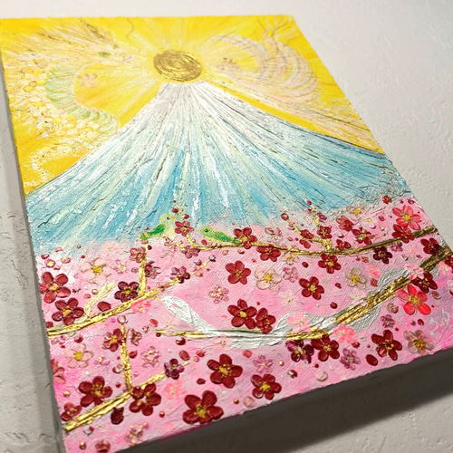 風水絵画＊吉兆光 龍と鳳凰〜蛇と鶯が集う梅の木～巳 五福 鳥