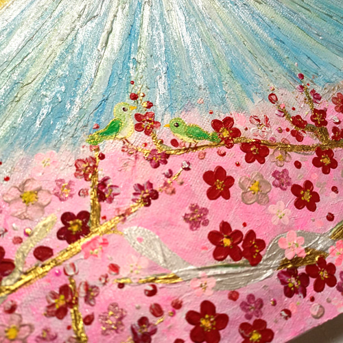風水開運絵画＊吉兆光　龍と鳳凰〜蛇と鶯が集う梅の木～富士山　五福　金運　縁結び 風水絵画＊吉兆光 龍と鳳凰〜蛇と鶯が集う梅の木～巳 五福 鳥