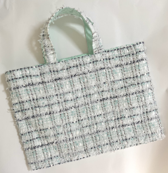 リントンツイード Mサイズマチなし A4が入るトートバッグ フェザー  