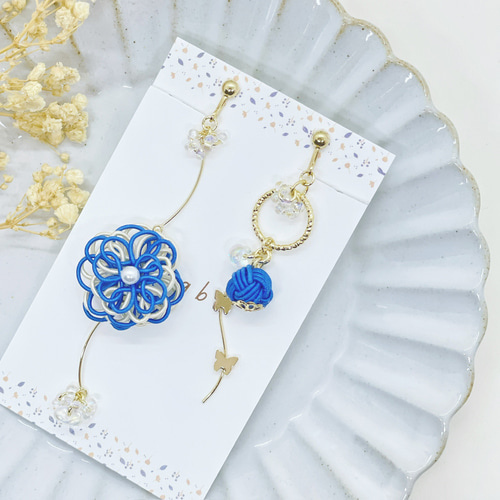 水引 全8色 「蝶と花のキラキラロングピアス・イヤリング」｜入学