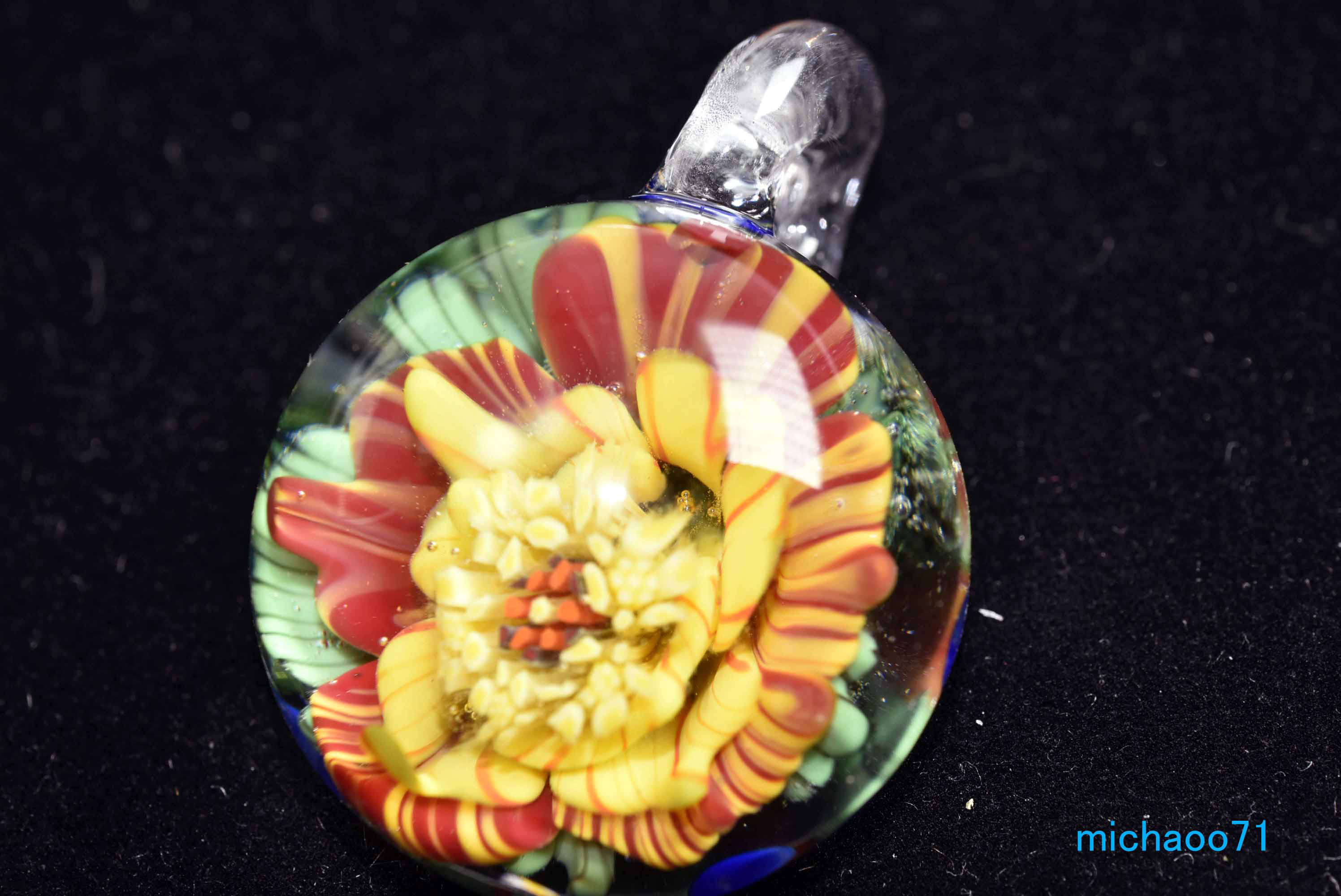 フラワー ガラスのペンダントトップ　(12149-P21) GLASS FLOWER  ＃ガラスアクセサリー