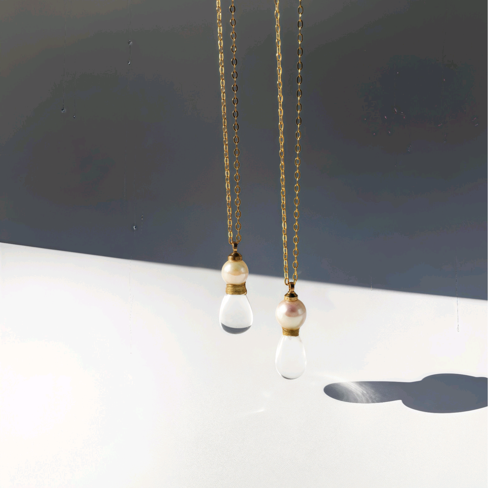 特集掲載 香水瓶 あこや真珠 天然水晶 金継ぎ SV925ネックレス 18K仕上げ【保証書付き】母の日　誕生日ギフト