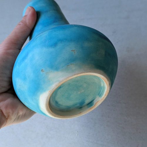 ターコイズブルー 花瓶 中型 陶器 K 花瓶 ターコイズブルー 一輪挿し・花瓶・花器 mayumi 通販