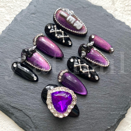 サイズオーダー】[YN007] ネイルチップ ゴシック 推し活 推しネイル