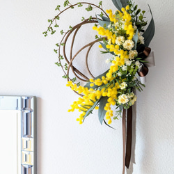 アオモジとミモザとユーカリのハーフリース YE 縦横2way アーティ