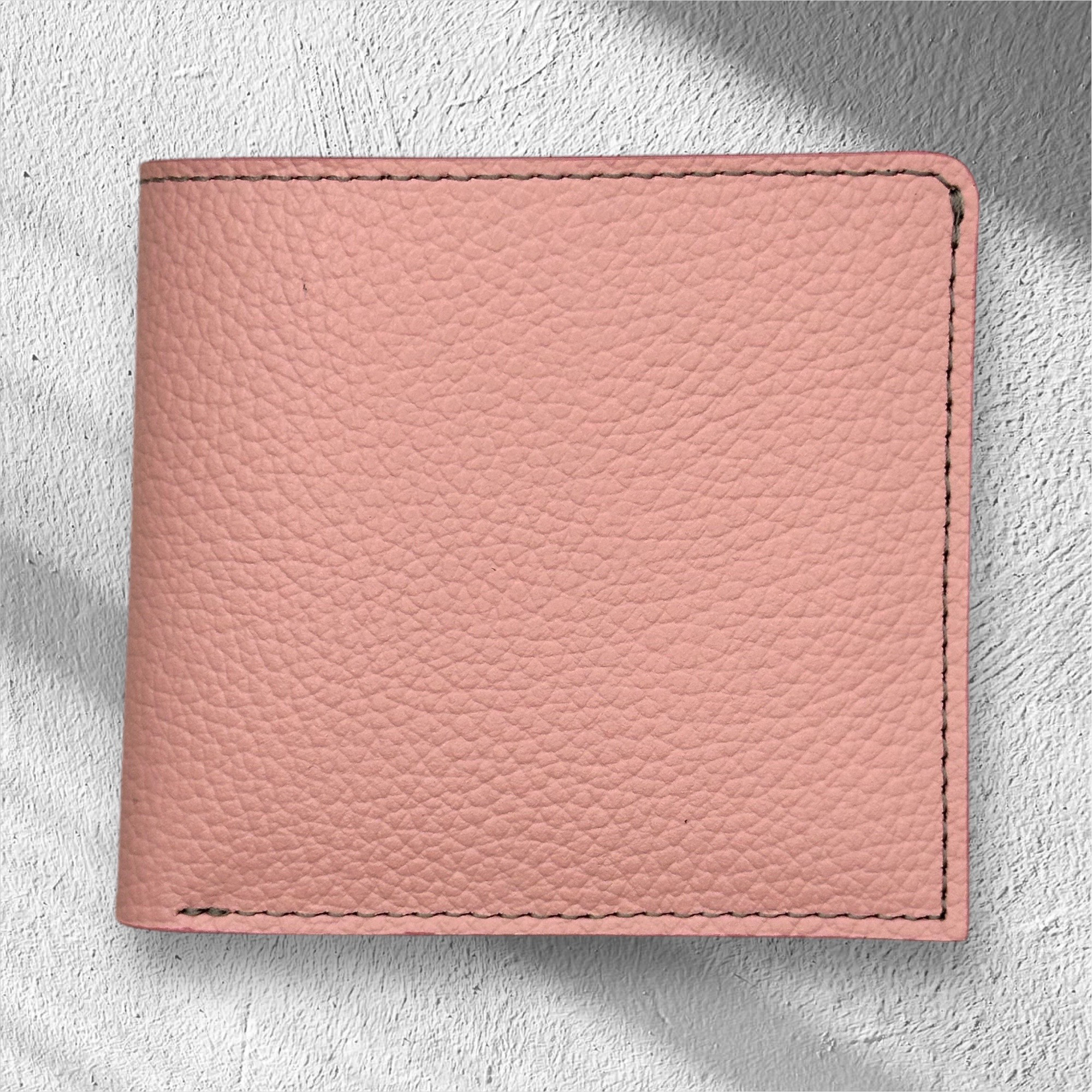 二つ折り 本革 財布 シュリンク 型押し ピンク 母の日〜使い込む程に手に馴染んでいく楽しみを〜