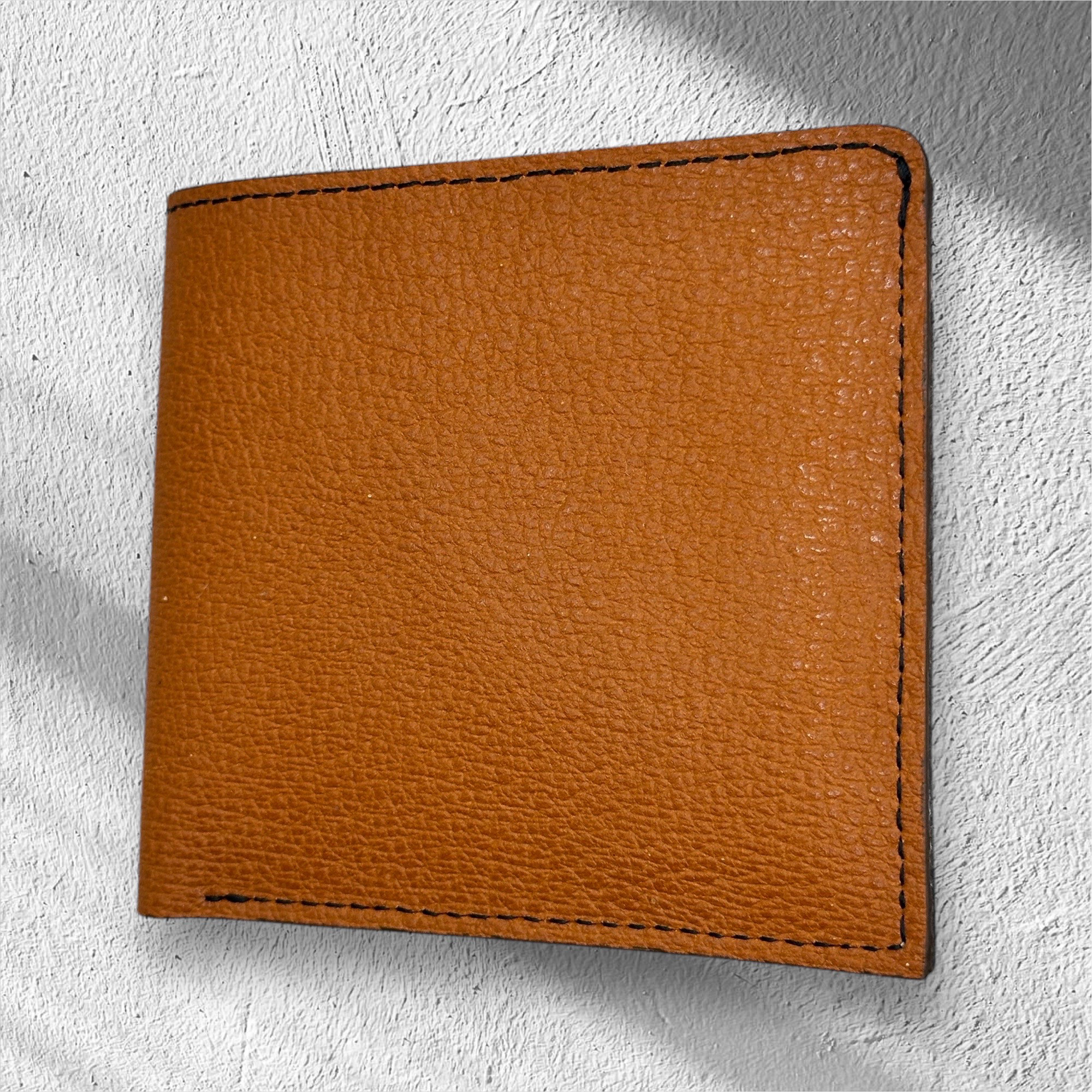 二つ折り本革財布　型押しレザーブラウン　〜使い込む程に手に馴染んでいく楽しみを〜