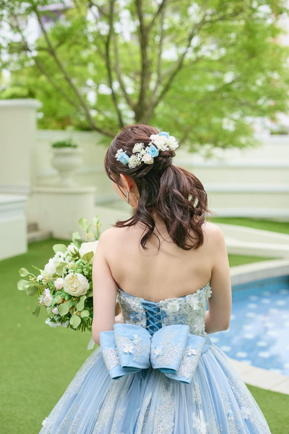 プリザーブドフラワーのバラ♡かすみ草のヘッドドレス＊ウエディング＊前撮り＊和婚＊ヘアアクセサリー＊