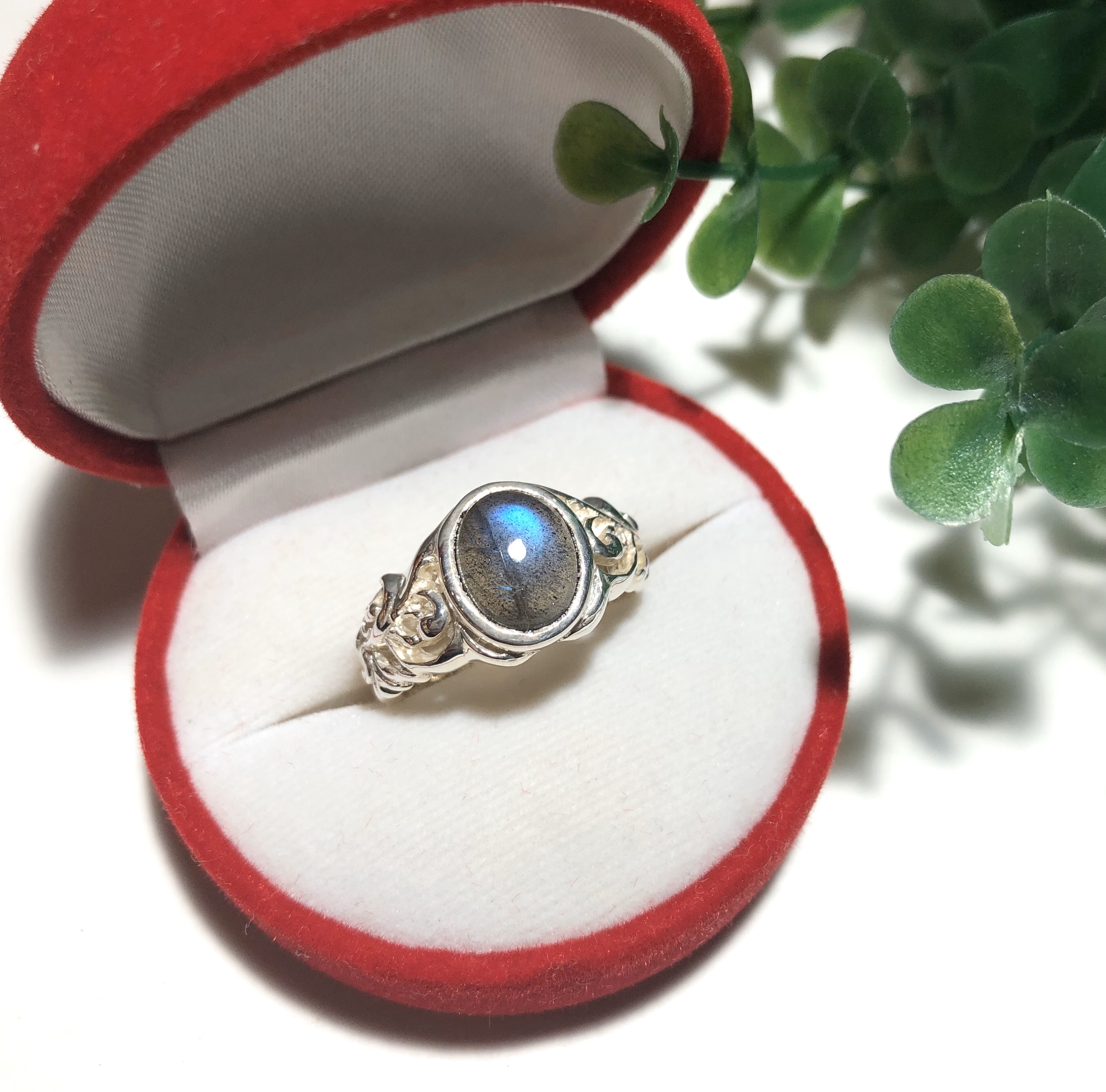 純銀製＊ラブラドライト唐草リング【送料無料】