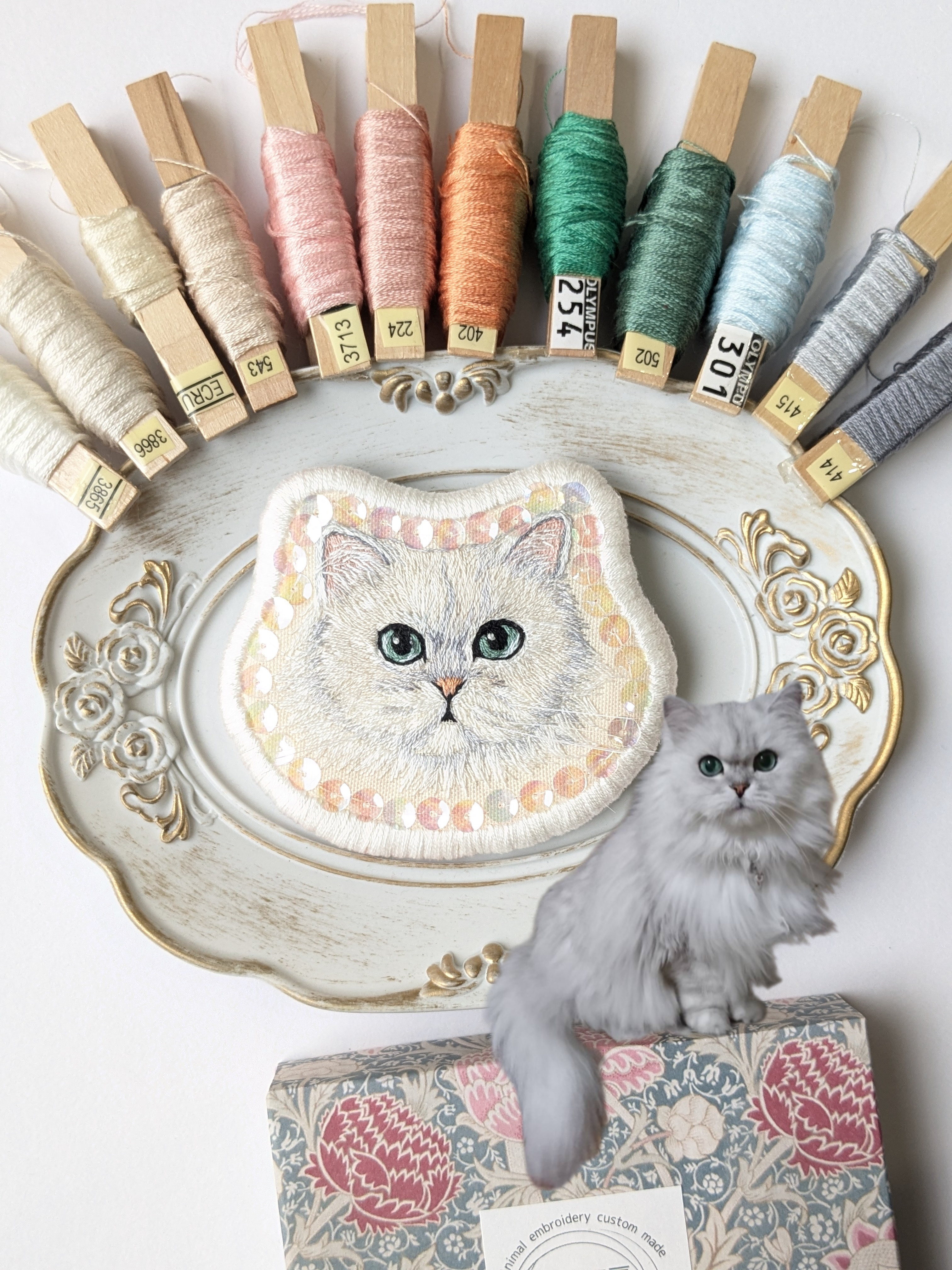 うちの子オーダー動物刺繍ブローチ小(4〜5cm)