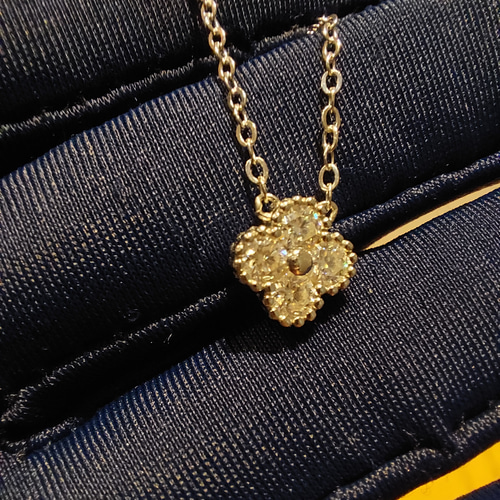 2sets クローバー モアサナイト ピアス&ネックレス ゴールド k18