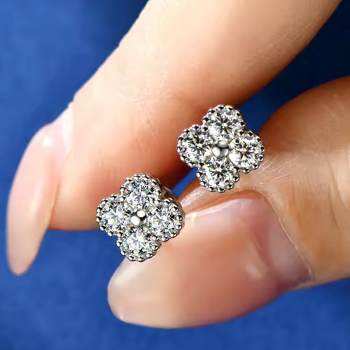 2sets クローバー モアサナイト ピアス&ネックレス ゴールド k18