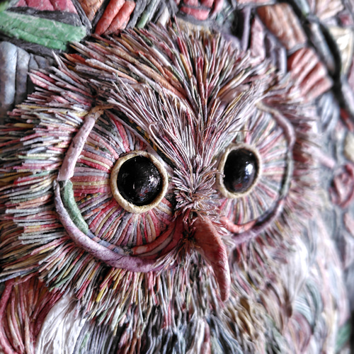 青枢展奨励賞受賞作品・新聞紙立体アート・一点物・ステンドガラスに