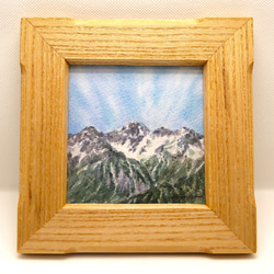 夏の西穂」 水彩画 山岳画 北アルプス 上高地 登山 夏山 小さな絵 絵画