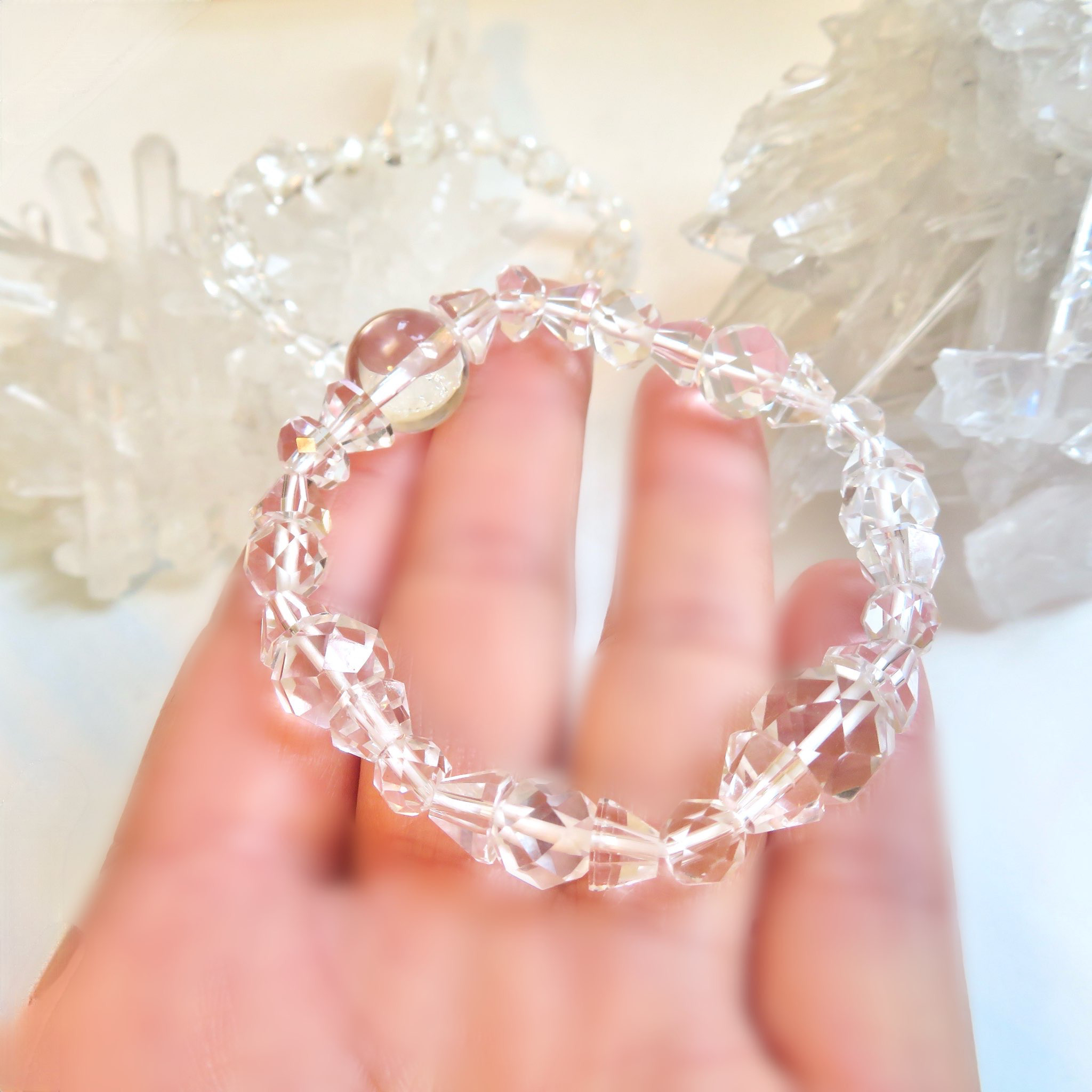 本水晶・Crystal quartz／Premium cut bracelet【Ⅰ】
