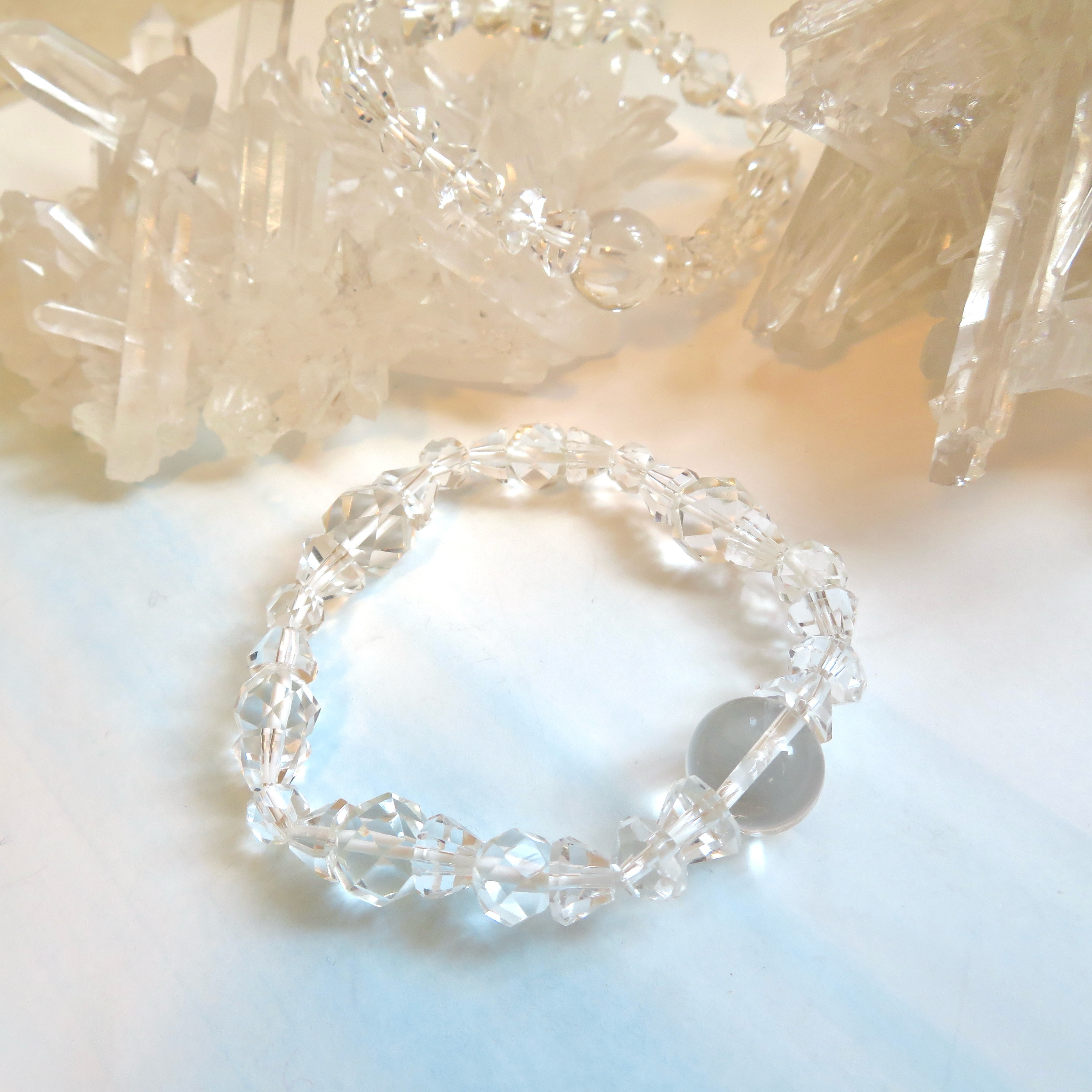 本水晶・Crystal quartz／Premium cut bracelet【Ⅰ】
