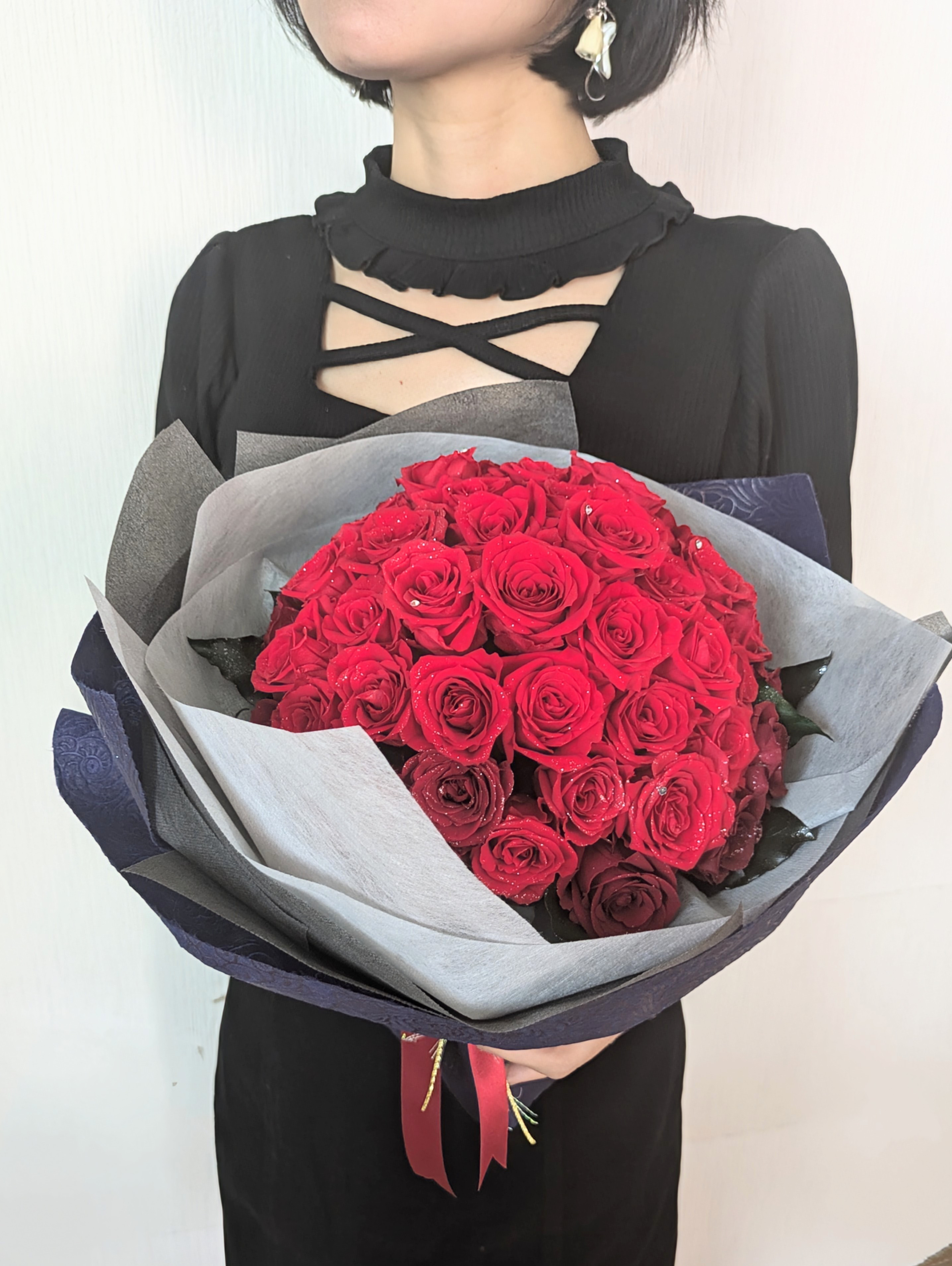 赤い薔薇50本の花束／プリザーブドフラワー永遠の愛♡無条件の愛／記念日