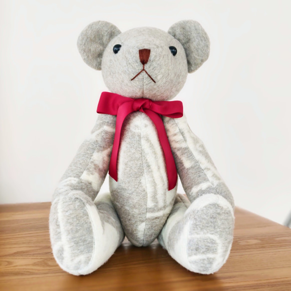 グレー ふわふわ くまさん　大 1枚目の画像