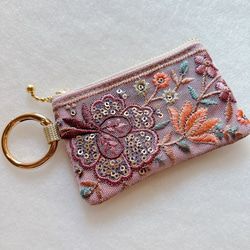 薄くて軽い！インド刺繍リボンの仕切りつきお財布ポーチ 長財布 TIPTOP