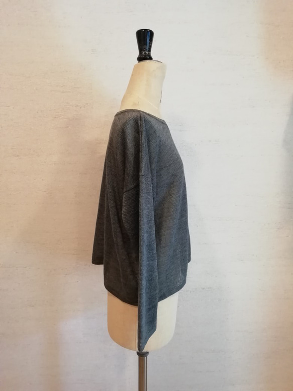 【特別提供品】リネン100％♡前後2WAYプルオーバー（01086）チャコール 5枚目の画像