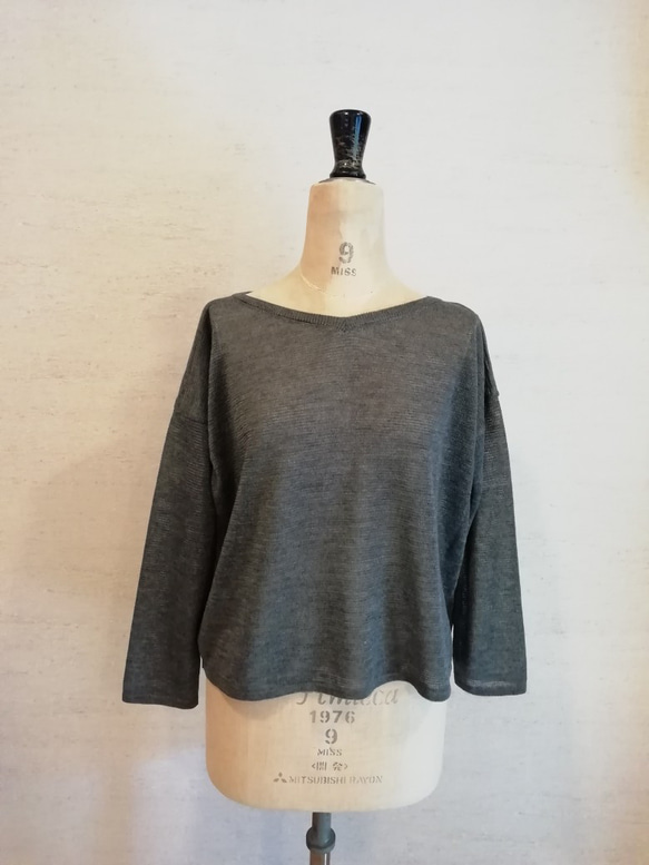 【特別提供品】リネン100％♡前後2WAYプルオーバー（01086）チャコール 8枚目の画像